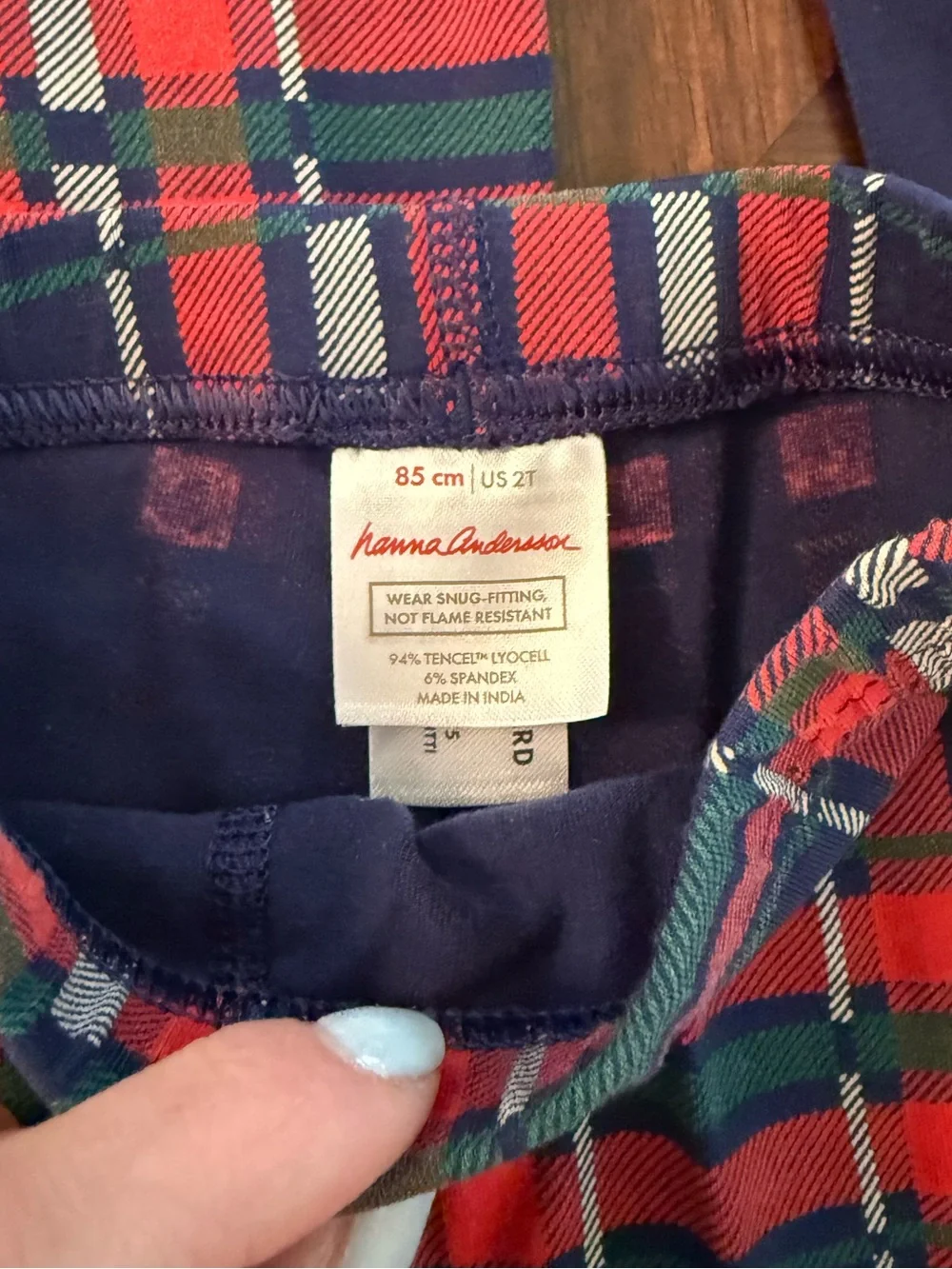 Holiday plaid long-sleeve and pant pajama set from Hanna Andersson
